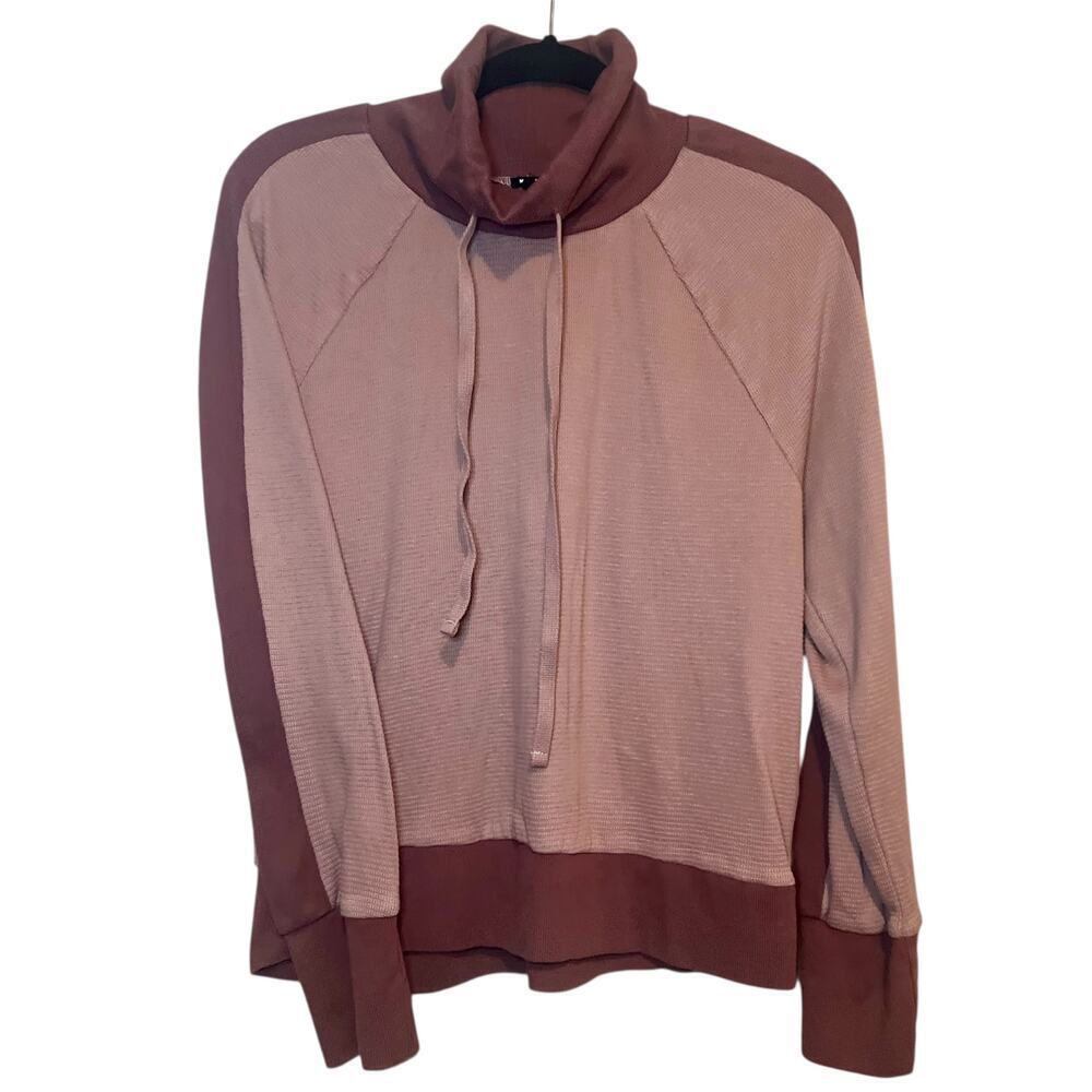 Monrow Funnel Neck Shirt Sweatshirt Top Dry Rose Color Size XL Women's Revolve - Picture 2 of 8